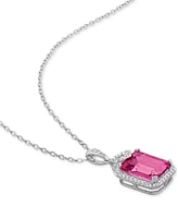 Pink Topaz (5-1/2 ct. t.w.) & Diamond (1/4 ct. t.w.) 18" Pendant Necklace in Sterling Silver