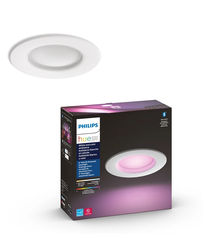 Philips Hue White and Color Ambiance Bluetooth 5/6" High Lumen Recessed Downlight