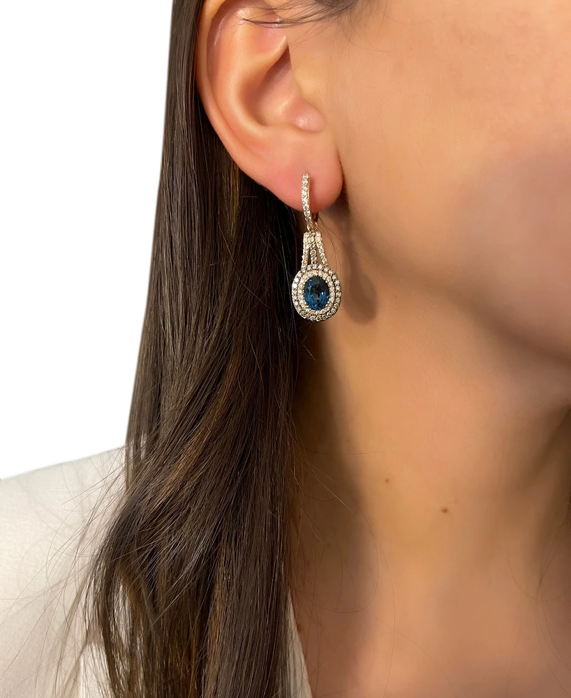 Le Vian Deep Sea Blue Topaz (3-1/2 ct. t.w.) & Diamond (1-5/8 ct. t.w.) Drop Earrings in 14k Rose Gold