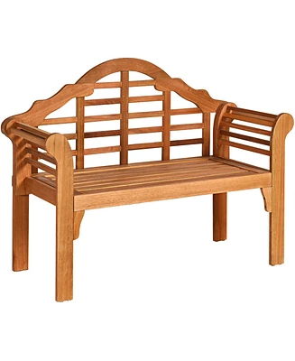 Costway 49'' Outdoor Folding Bench Eucalyptus Wood Backrest Armrest
