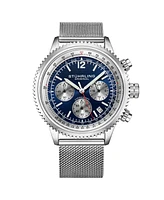 Stuhrling Men's Monaco Silver-tone Stainless Steel , Blue Dial , 47mm Round Watch