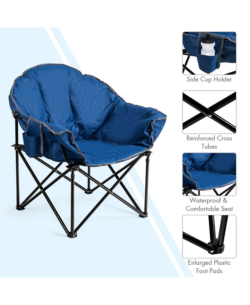 Costway Folding Camping Moon Padded Chair with Carry Bag
