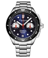 Stuhrling Men's Monaco Silver-tone Stainless Steel, Blue Dial, 47mm Round Watch