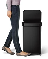 simplehuman 45 Liter Rectangular Liner Rim Steel Kitchen Trash Can with Liner Pocket