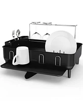 simplehuman Steel Frame Kitchen Dish Drying Rack with Swivel Spout Drain