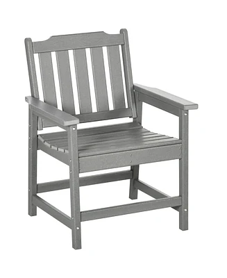 Outsunny Patio Chair with Armrests, Slatted Back Armchair