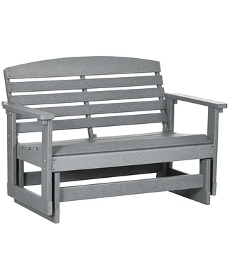 Outsunny Patio Glider Bench w/ Hdpe Slatted Double Rocking Chair,