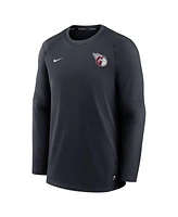Men's Nike Navy Cleveland Guardians Authentic Collection Logo Performance Long Sleeve T-shirt