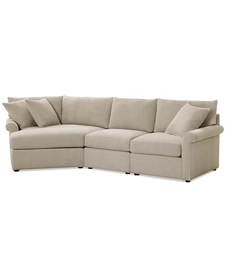 Closeout! Wrenley 131" 3-Pc. Fabric Modular Cuddler Chaise Sectional Sofa, Created for Macy's