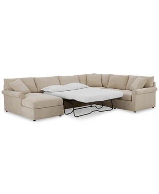 Closeout! Wrenley 138" 5-Pc. Fabric Modular Sleeper Chaise Sectional Sofa, Created for Macy's