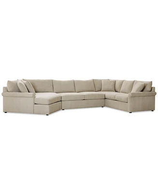 Closeout! Wrenley 170" 3-Pc. Fabric Sectional Cuddler Chaise Sofa, Created for Macy's