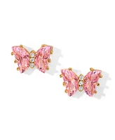 Girls Crew Pink Faux Cubic Zirconia Flutter Love Butterfly Stud Earrings