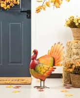 Glitzhome 21.5" H Thanksgiving Metal Turkey Porch Decor