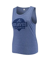 Women's Soft As A Grape Navy Atlanta Braves Plus Size High Neck Tri-Blend Tank Top