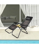 Patio Rattan Zero Gravity Lounge Chair Folding Recliner