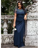 Xscape Beaded Mesh Gown