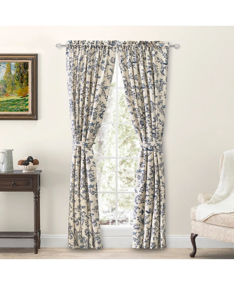Ricardo Waverly Gardens Tailored Curtain Panel Pair with tiebacks 84"W x 72"L