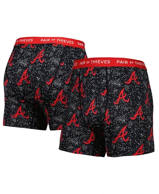 Men's Pair of Thieves Gray, Black Atlanta Braves Super Fit 2-Pack Boxer Briefs Set