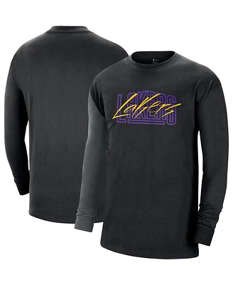 Men's Nike Black Los Angeles Lakers Courtside Versus Flight MAX90 Long Sleeve T-shirt