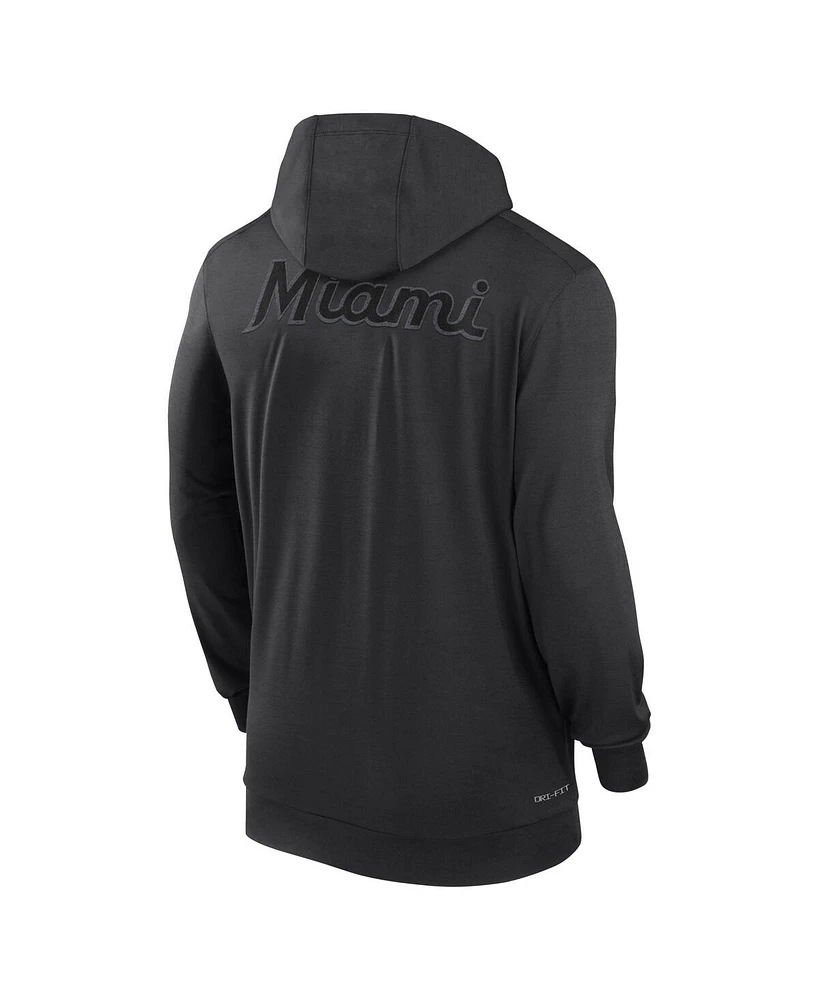 Men's Nike Black Miami Marlins Authentic Collection Travel Performance Full-Zip Hoodie
