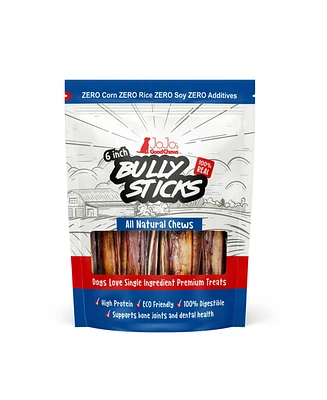 Natural Beef Bully Stick Dog Treats - 6" Jumbo (2-Pack)