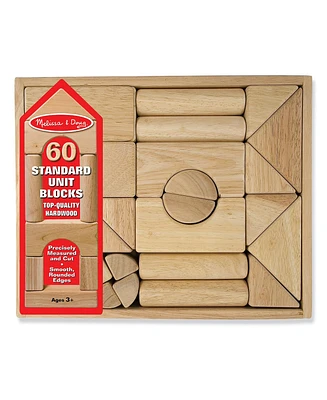 Melissa & Doug Standard Unit Solid-Wood Building Blocks With Wooden Storage Tray (60 pcs)