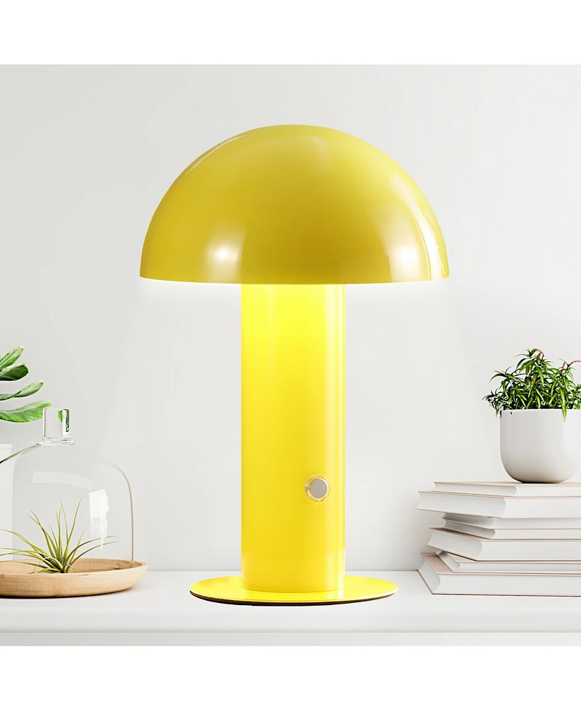 Boletus 10.75" Contemporary Bohemian Rechargeable, Cordless Iron Integrated Led Mushroom Table Lamp