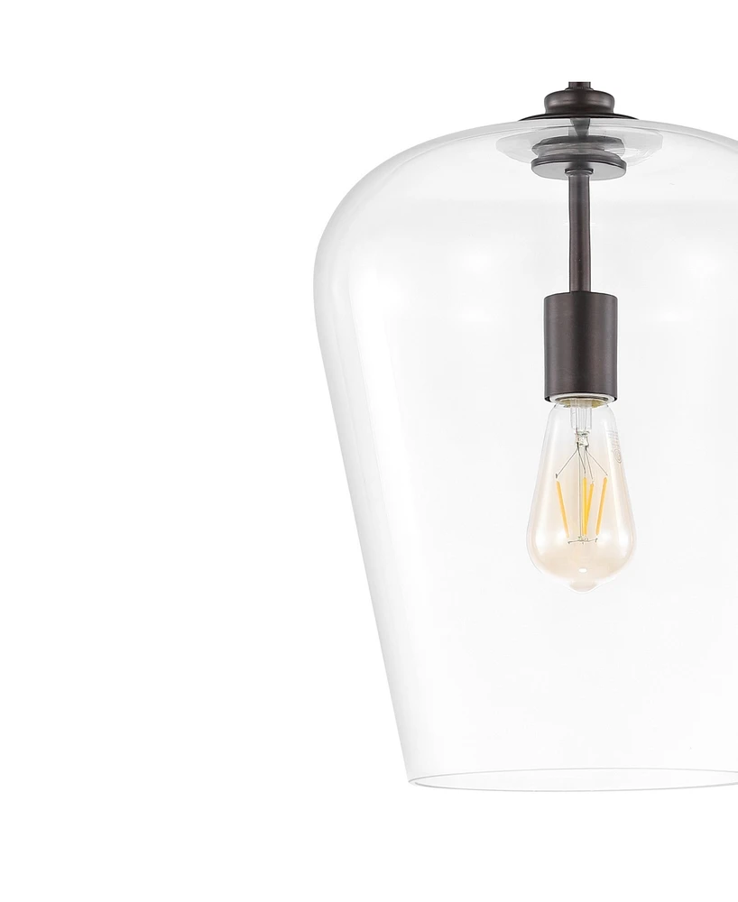 Hayes 11.25" 1-Light Industrial Farmhouse Iron, Glass Led Pendant