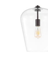 Hayes 11.25" 1-Light Industrial Farmhouse Iron, Glass Led Pendant