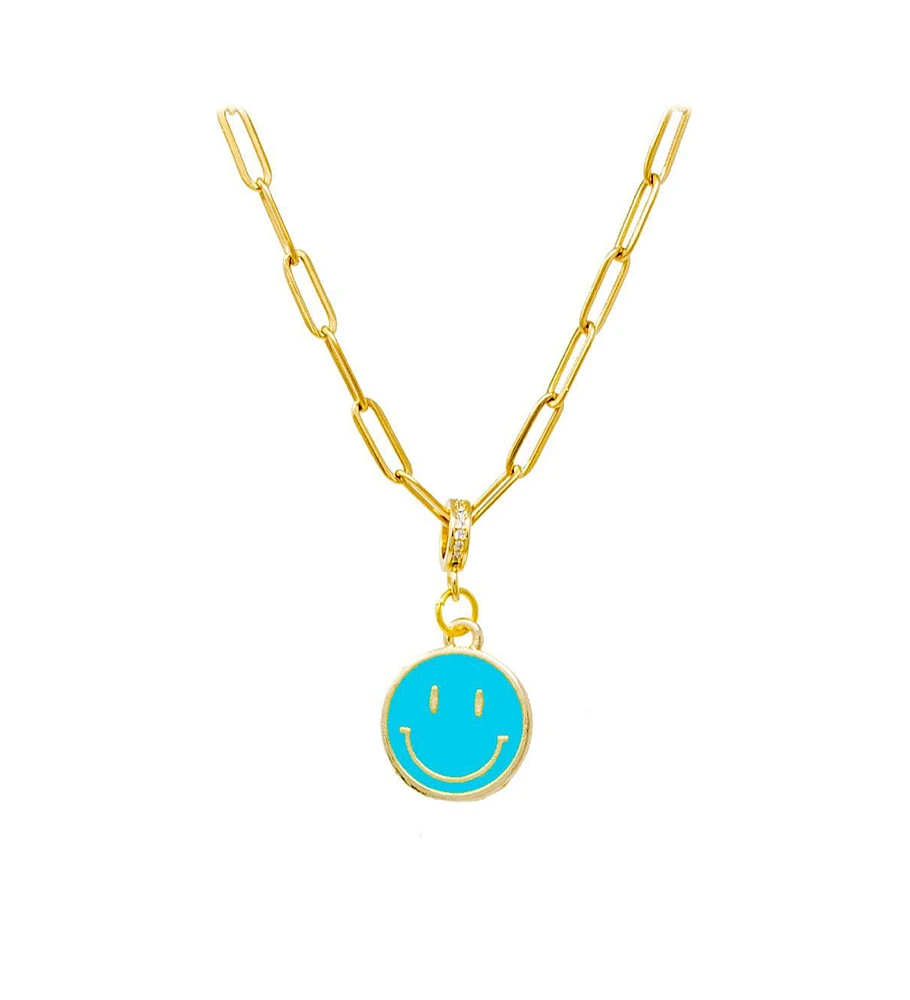 Zomi Gems Girls Happy Face Emoji Paperclip Necklace