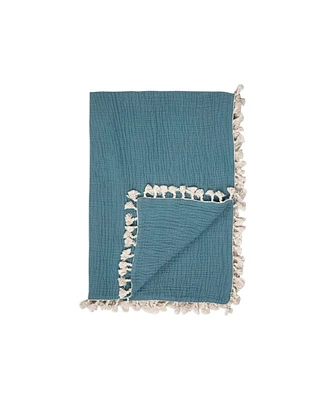 Crane Baby Baby Boys 6 Layer Muslin Tassel Blanket