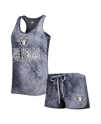 Women's Concepts Sport Charcoal Las Vegas Raiders Billboard Scoop Neck Racerback Tank and Shorts Sleep Set