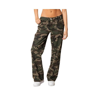 Edikted Women's Camouflage Low Waist Pants