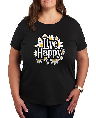 Hybrid Apparel Trendy Plus Live Happy Graphic T-shirt