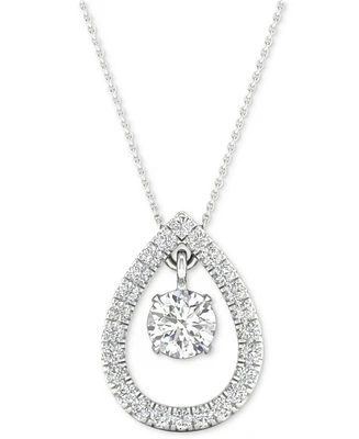 Diamond Orbital Halo Teardrop Pendant Necklace (1/4 ct. t.w.) in 10k White Gold, 16" + 2" extender