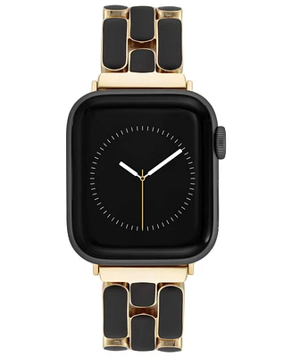 Anne Klein Women's Black Enamel and Gold-Tone Alloy Metal Bracelet designed for Apple Watch 42mm (Series 10) & 38/40/41mm