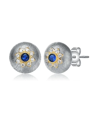 White Gold and 14K Plated Colored Stud Cubic Zirconia Earrings