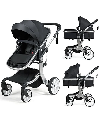 Costway Baby Folding Aluminum Bassinet Reversible Stroller