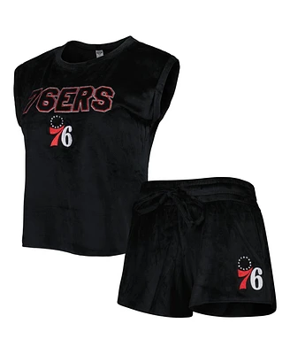 Women's Concepts Sport Black Philadelphia 76ers Intermission T-shirt and Shorts Sleep Set