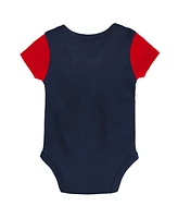 Newborn and Infant Boys Girls Navy, Red Cleveland Guardians Little Champ Three-Pack Bodysuit Bib Booties Set
