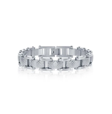 Men's Stainless Steel Linked Grid Design Bracelet