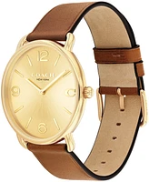 Coach Unisex Elliot Saddle Leather Strap Watch, 40mm