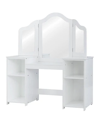 Vanity Table Set Makeup Dressing Kids Girls Study Table Tri Folding