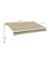 Outsunny 12' x 10' Outdoor Patio Manual Retractable Exterior Window Awning