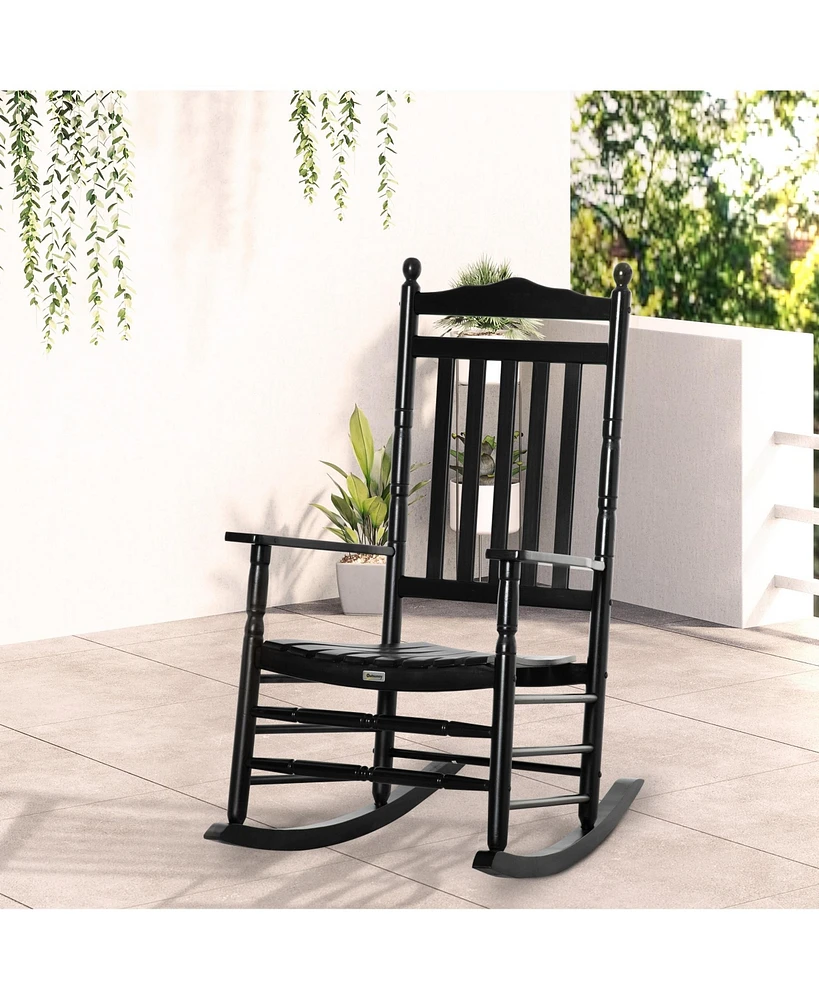 Outsunny Wooden Rocking Chair for Porch, Indoor/Outdoor