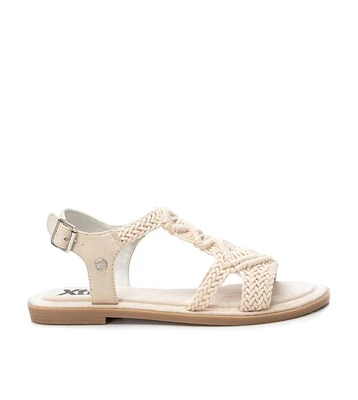 Women's Braided Strap Flat Sandals By Xti, Light Beige