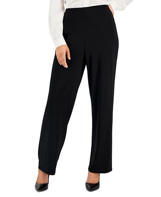 Ak Anne Klein Petite Solid Wide-Leg Pull-On Knit Pants, & Short