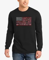 La Pop Art Men's Word American Flag Fireworks Long Sleeve T-shirt
