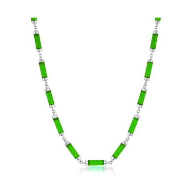 Sterling Silver Jade Linked Bars Necklace
