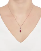 Ruby (1-1/4 ct. t.w.) and Diamond (1/3 ct. t.w.) Pendant Necklace in 14k Rose Gold (Also Available In Tanzanite)